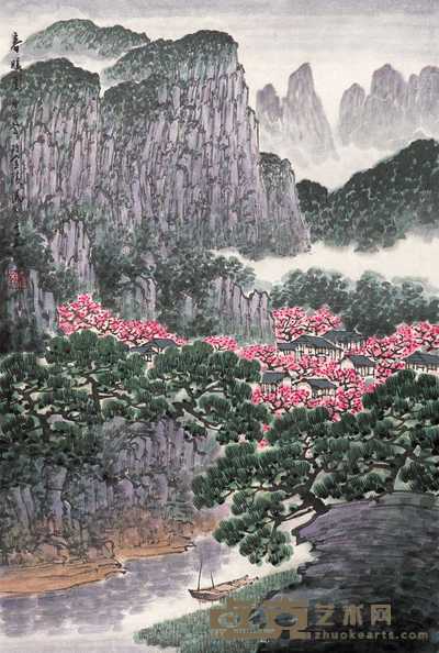 汤知辛 甲申(2004年)作 春暖图 镜心 69×46.5cm